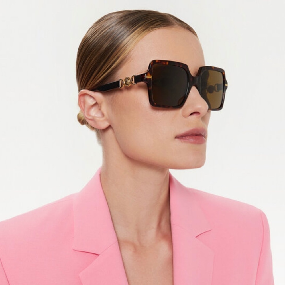 NEW MOD 4441 108/73 VERSACE HAVANA GREEN SQUARE VE4441 10873 WOMEN SUNGLASSES
